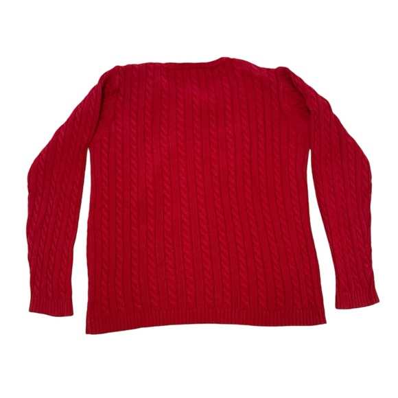 Disney Store Minnie Mouse Embroidered Cable Knit Red Christmas Winter Sweater - Picture 9 of 12